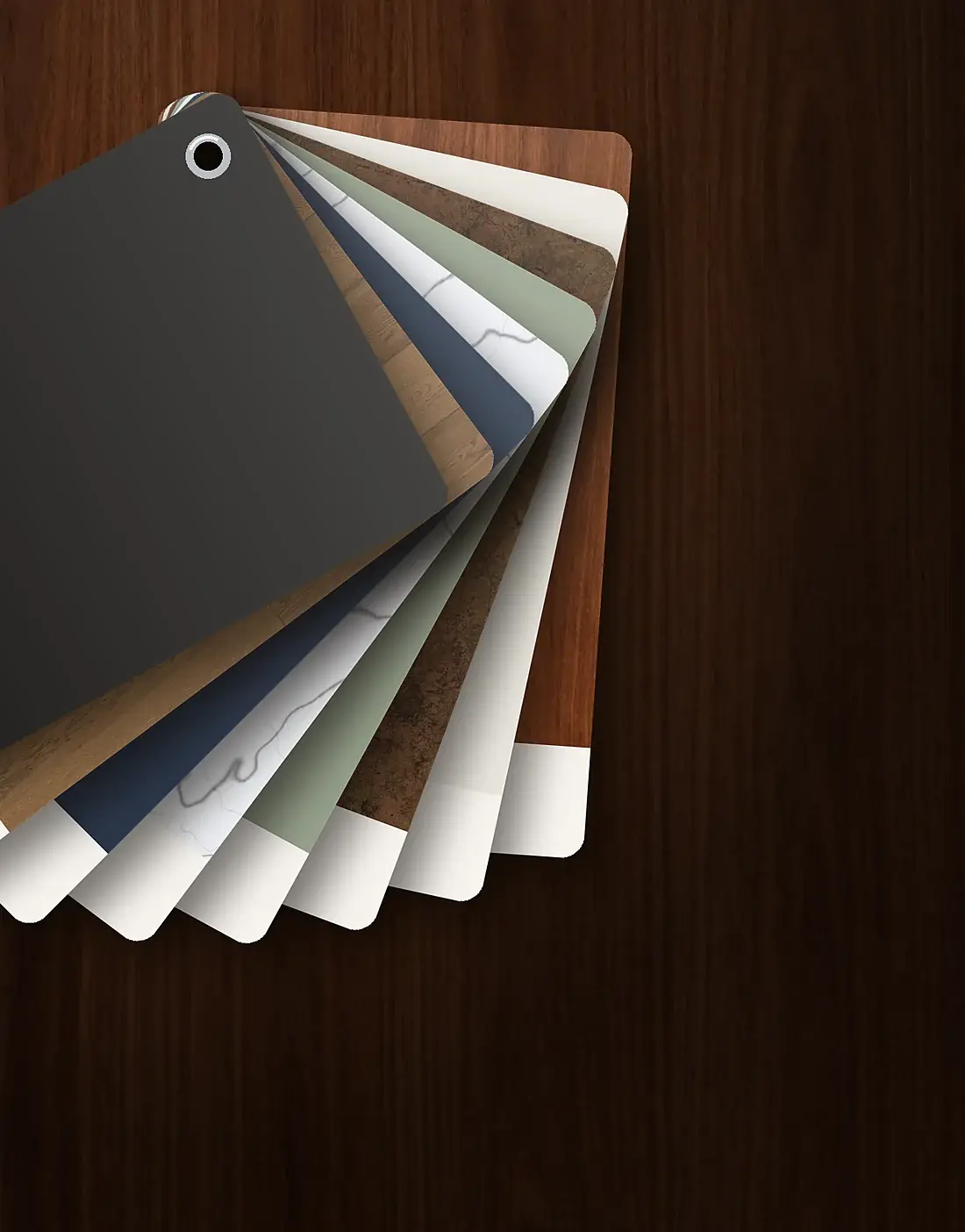 Fanned laminate sample chain