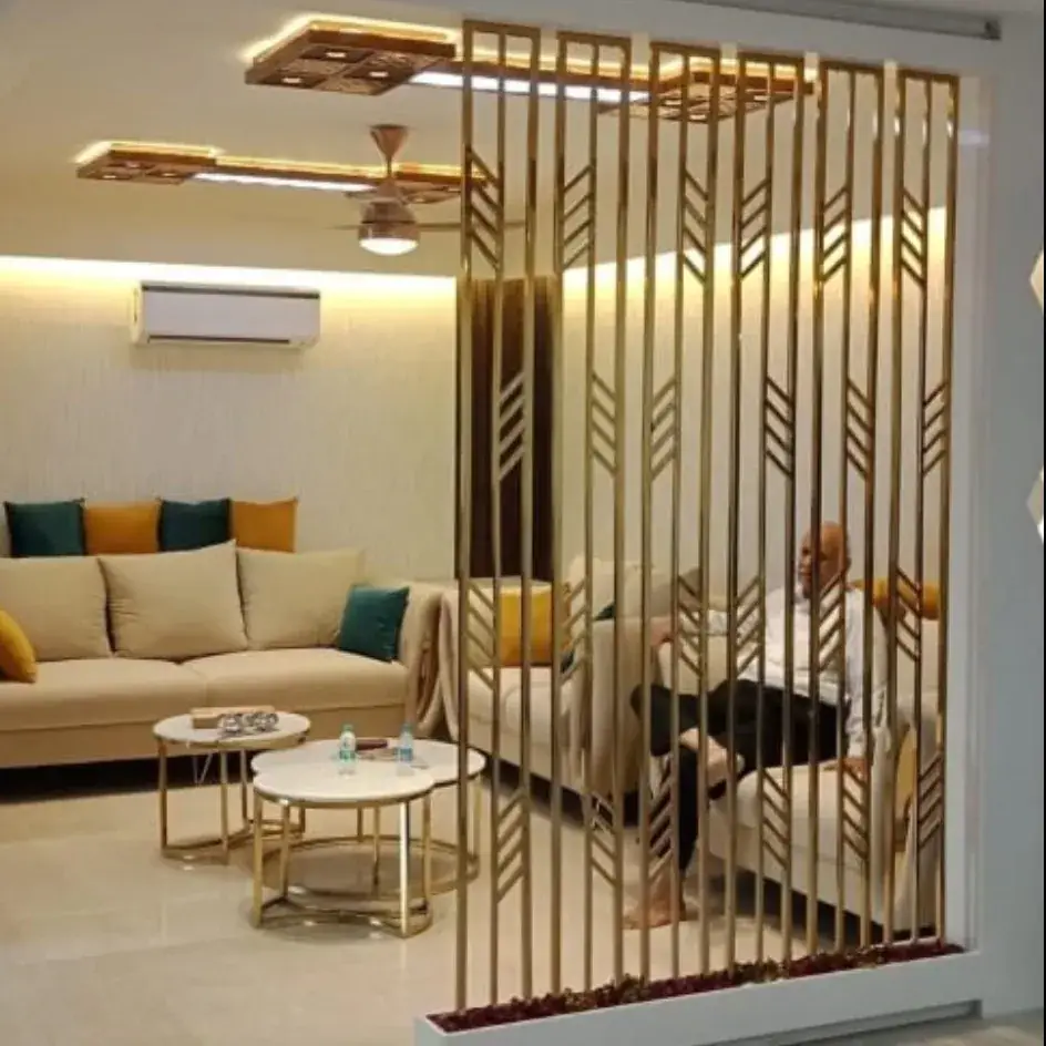 Metal art panel in a living room